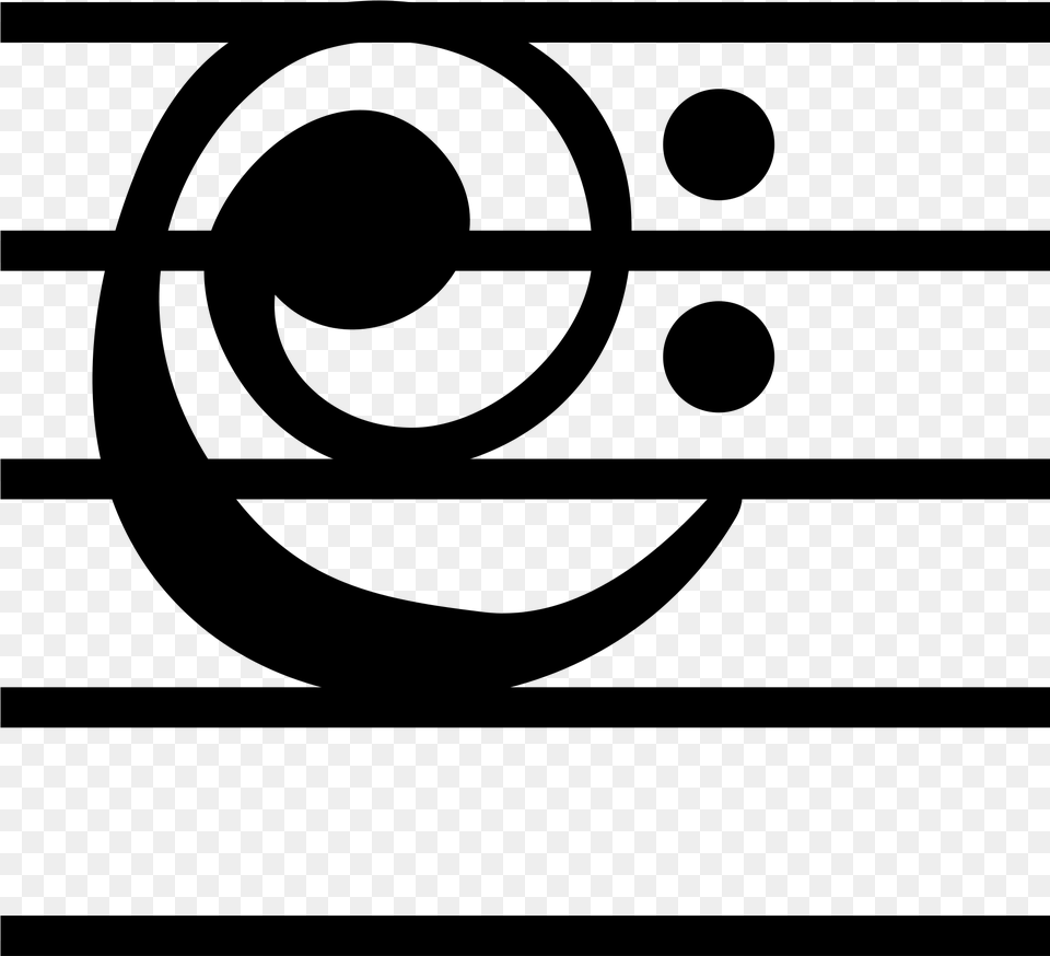 Open Old Bass Clef Notation, Gray Png