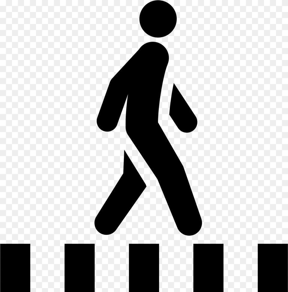 Open Pedestrian Crossing Icon, Gray Png