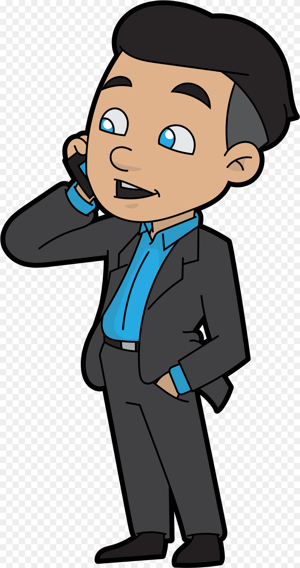 Open People On The Phone Cartoon, Suit, Clothing, Formal Wear, Baby Free Transparent Png