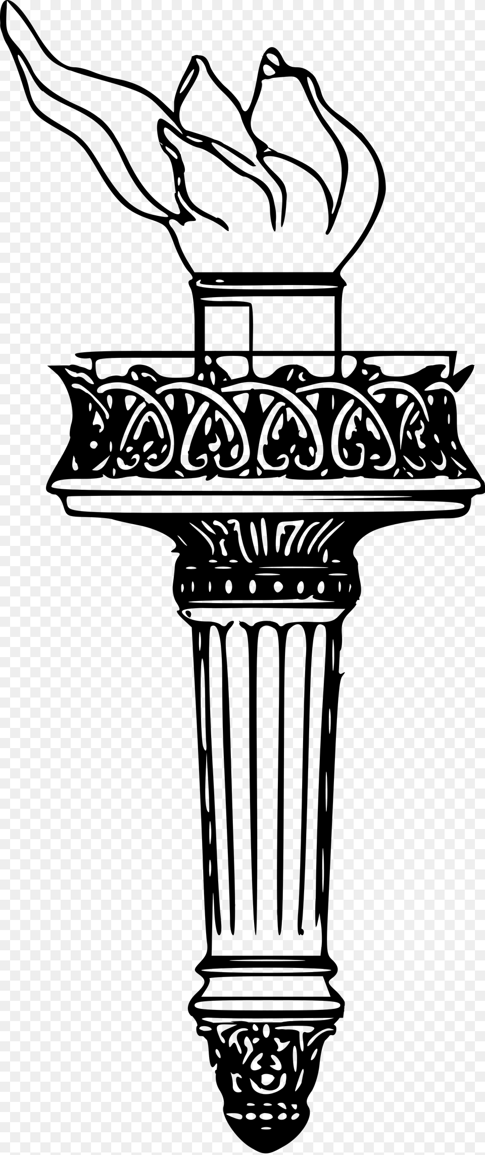 Open Statue Of Liberty Torch Drawing, Gray Free Png Download