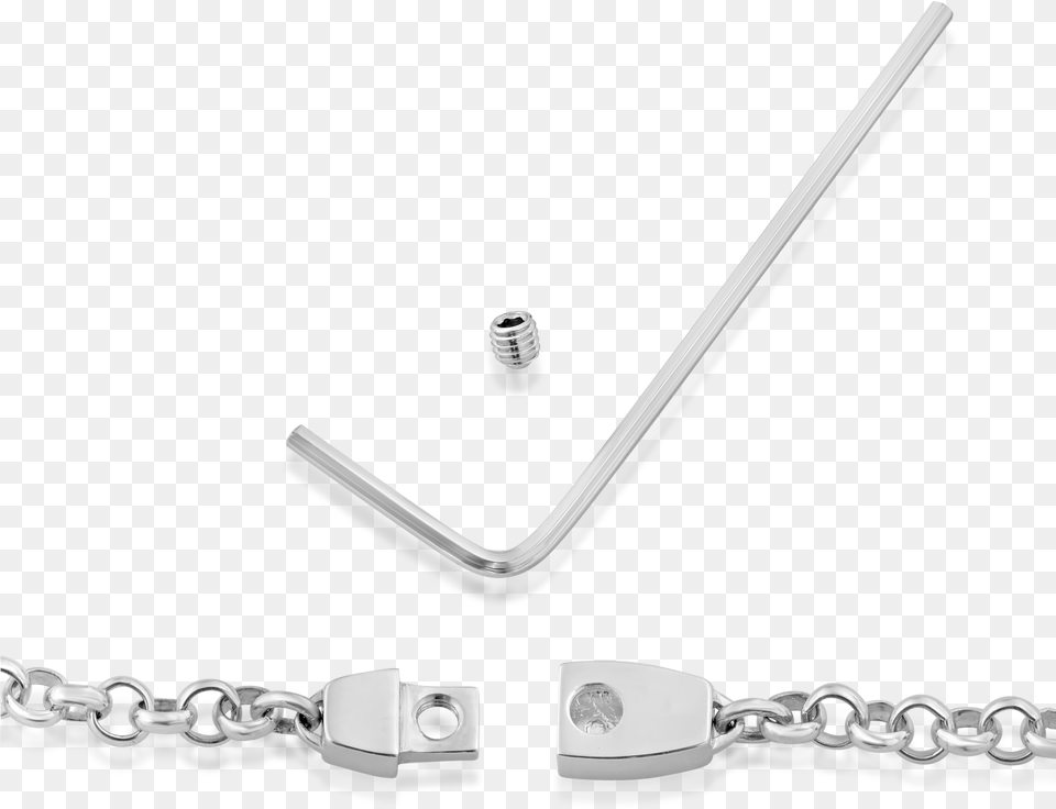 Open Sterling Silver Chain Lock With Screw And Allen Necklace, Blade, Razor, Weapon Free Png Download