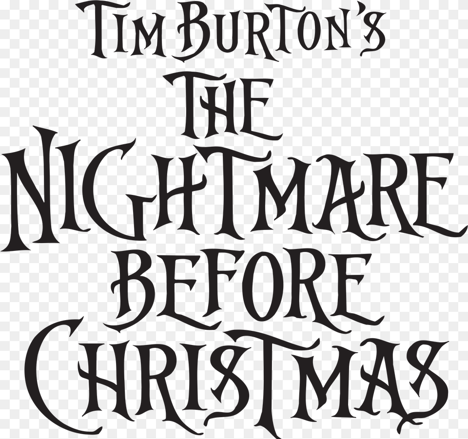 Open Tim Burton39s The Nightmare Before Christmas Logo, Text, Calligraphy, Handwriting, Blackboard Png Image
