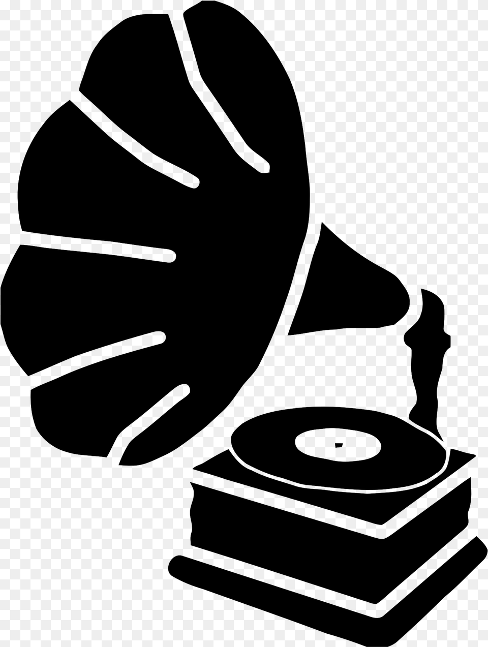 Open Vinyl Record Player Icon, Gray Png Image