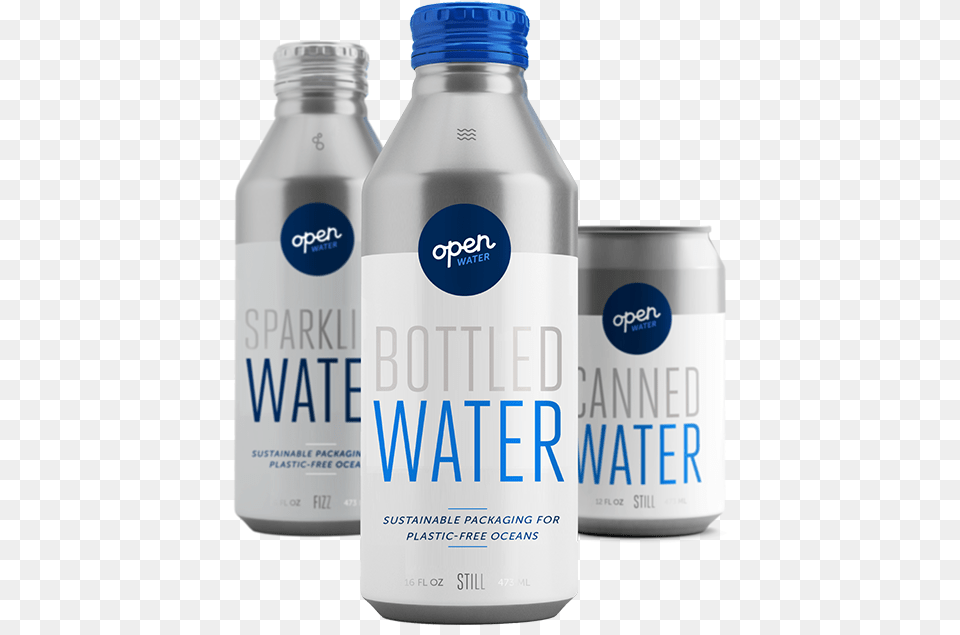 Open Water Canned For Clean Oceans Open Water Aluminum Bottle, Water Bottle, Can, Tin, Beverage Free Transparent Png