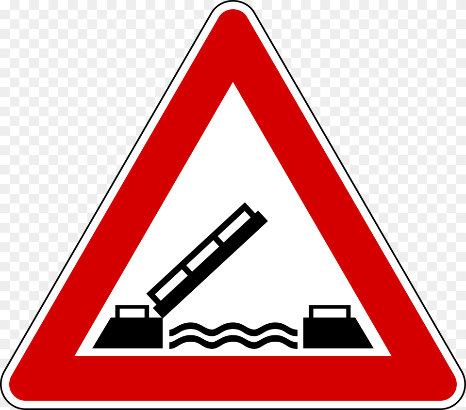 Opening Or Swing Bridge Ahead Clipart, Sign, Symbol, Road Sign, Triangle Png