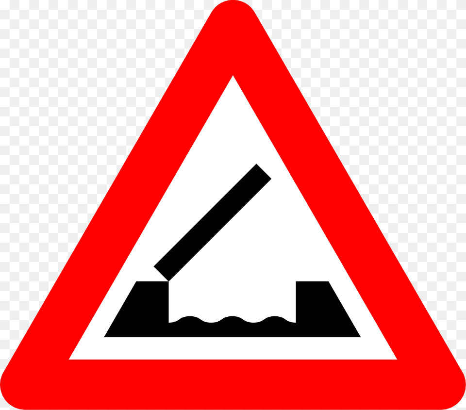 Opening Or Swing Bridge Sign In Belgium Clipart, Symbol, Road Sign, Triangle, Dynamite Free Transparent Png