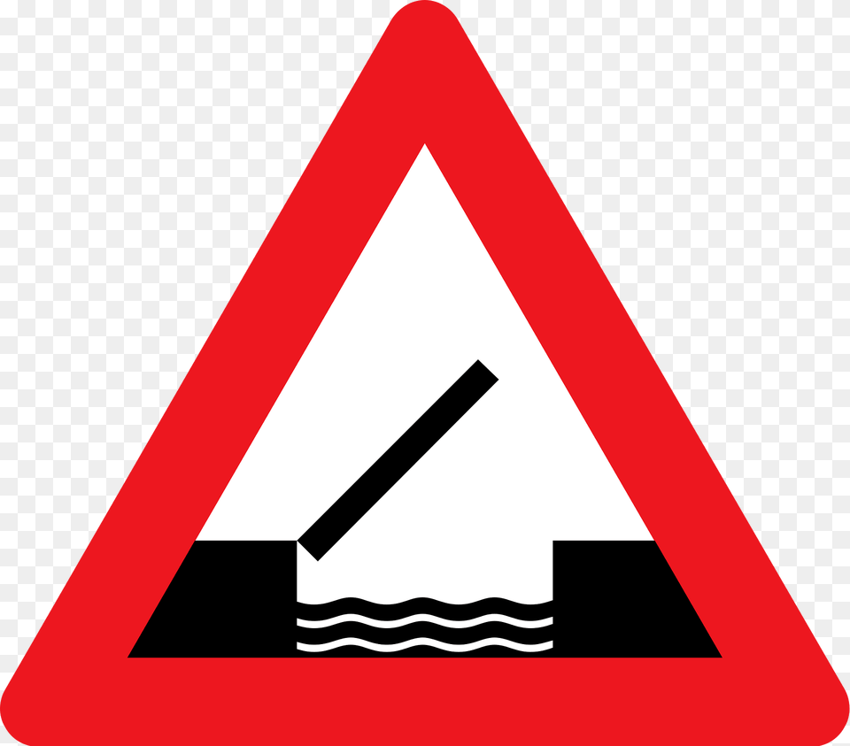 Opening Or Swing Bridge Sign In Denmark Clipart, Symbol, Road Sign, Triangle, Dynamite Png