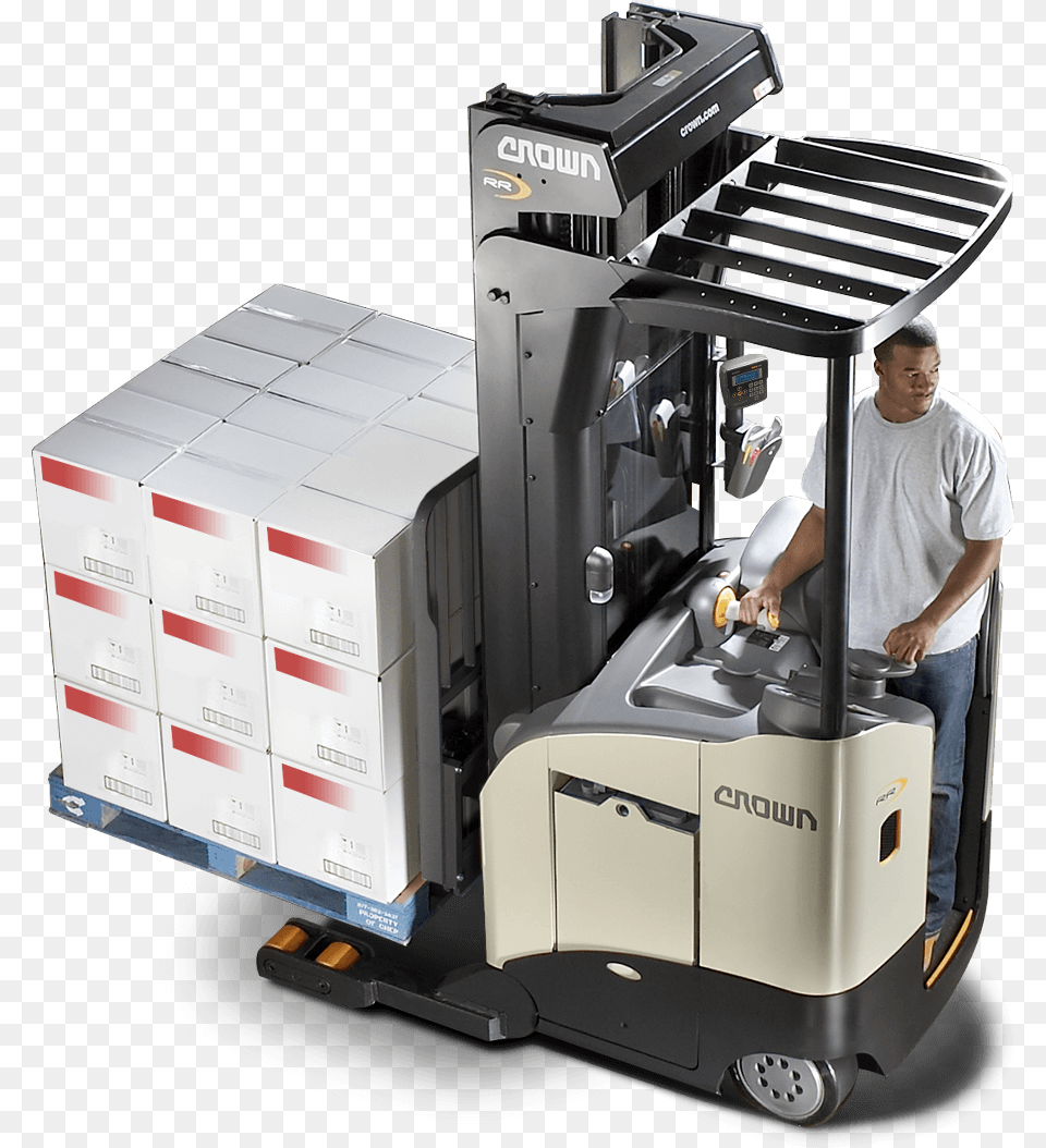 Operator Moving A Load Of Product On Crown39s Rrrd Forklift, Machine, Person, Man, Male Free Png