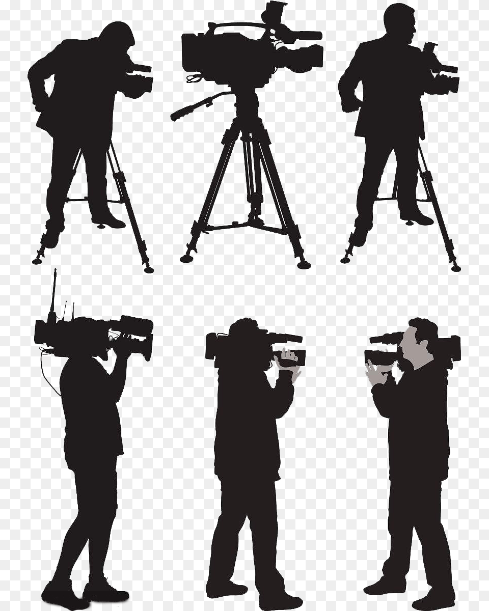 Operator Silhouette Illustration Reporter Cameraman Silhouette, Photography, Adult, Photographer, Person Png