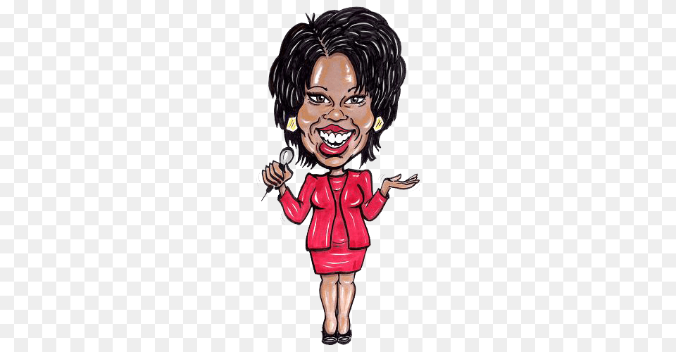 Oprah Caricature Clipart, Adult, Person, Female, Woman Free Transparent Png