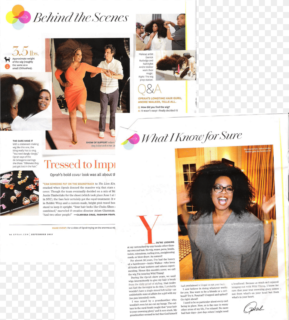 Oprah Hair O Mag Sept Magazine, Adult, Poster, Person, Woman Free Png