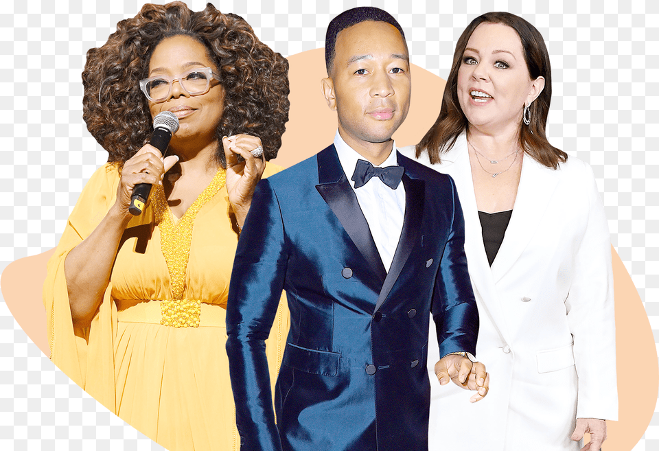 Oprah Winfrey John Legend Melissa Mccarthy Hosting The Oscars 2019, Woman, Microphone, Jacket, Suit Png