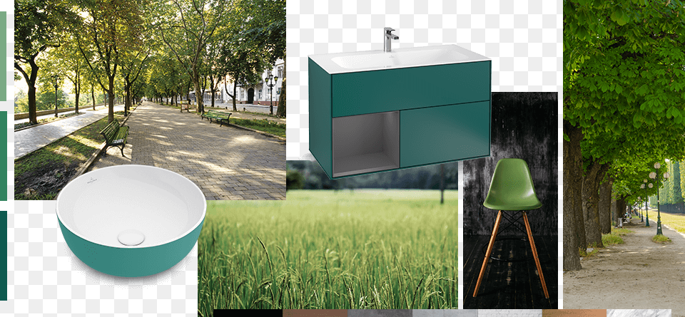 Opt For Natural Green Shades For A Vibrant Effect Sink, Grass, Plant, Bench, Furniture Free Png Download