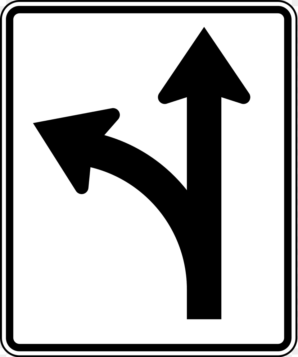 Option Sign For Left Turn Or Straight Clipart, Symbol, Road Sign, Cross Free Png