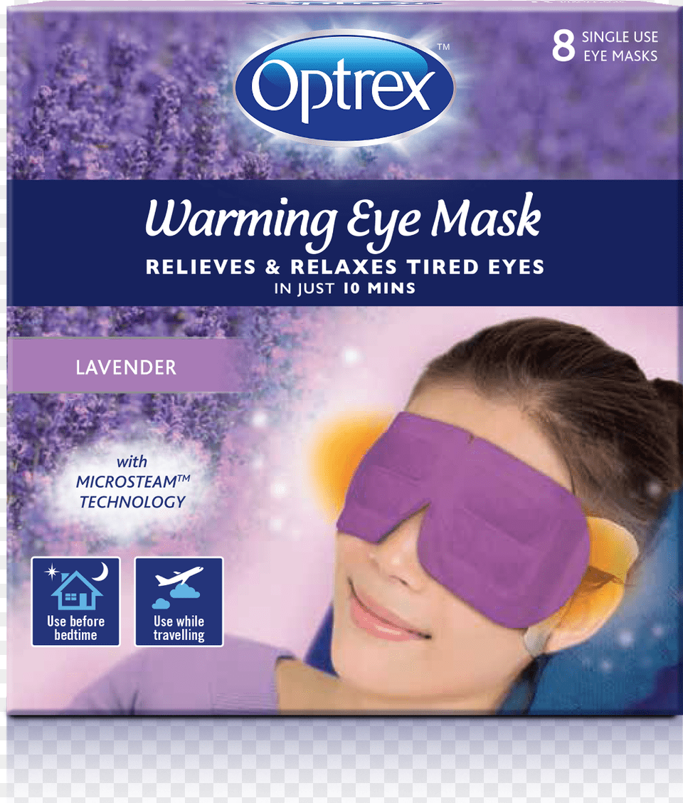 Optrex Warming Eye Mask, Purple, Advertisement, Person, Flower Png Image