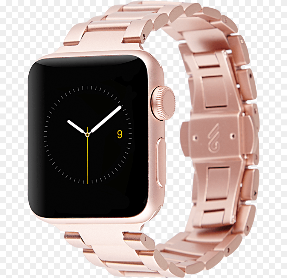 Or 44mm Apple Watch Rose Gold Metal Linked Band Iwatch, Arm, Body Part, Person, Wristwatch Png Image