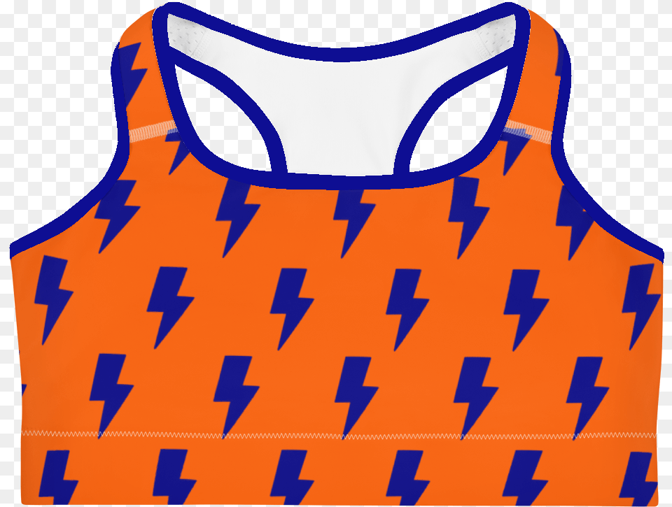 Orange Amp Blue Lightning Bolts Sports Bra Ankara Bra And Paint, Clothing, Vest Png