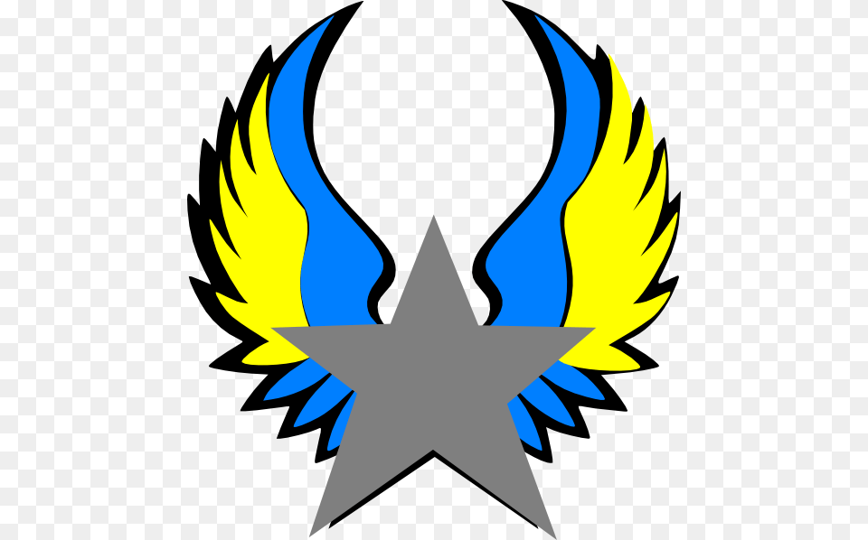 Orange And Blue Star Wings Svg Clip Arts, Emblem, Symbol, Logo Free Png