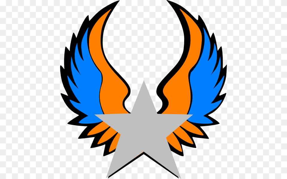Orange And Blue Star Wings Svg Clip Arts 558 X, Emblem, Symbol, Logo, Baby Png Image
