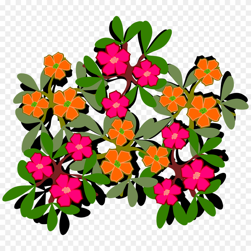 Orange And Pink Eleven Hour Flowers With Leaves Clipart, Art, Floral Design, Graphics, Pattern Free Png Download