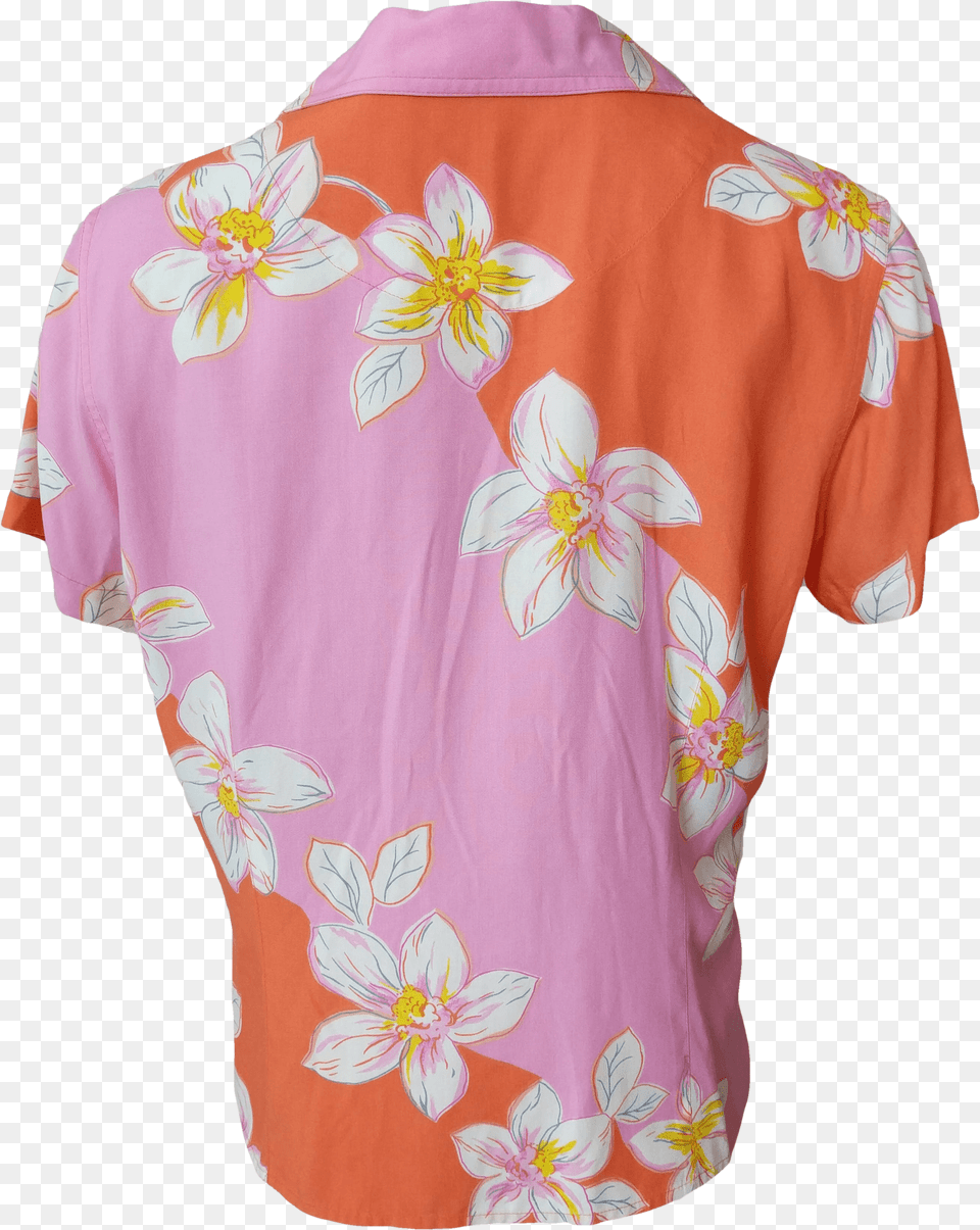 Orange And Pink Tropical Short Sleeve Button Up By Liz Claiborne Zinnia, Formal Wear, Clothing, Dress, Fashion Png Image