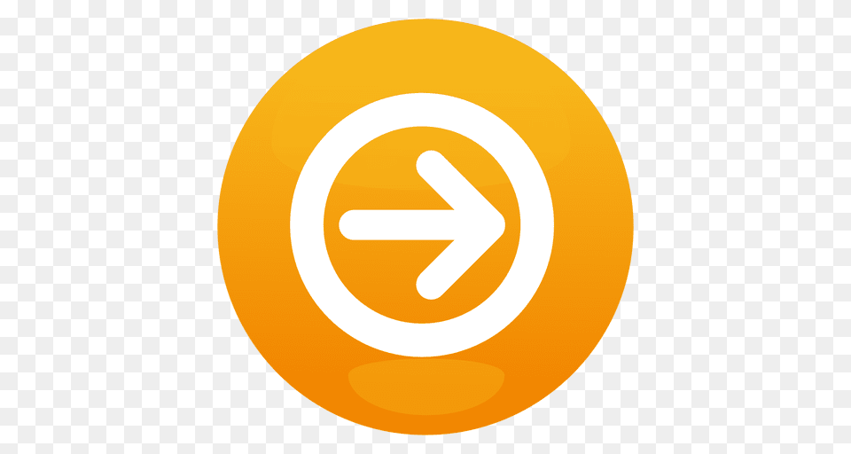 Orange Arrow Round Button, Sign, Symbol, Text Free Transparent Png