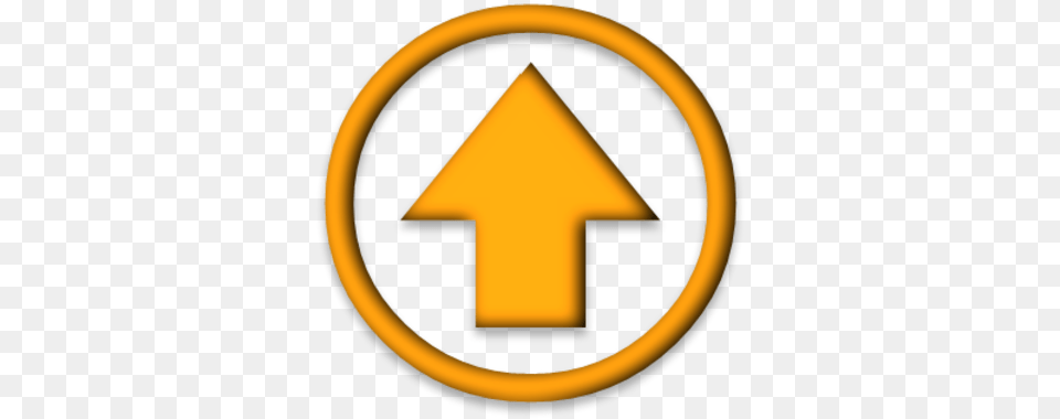 Orange Arrow Up Up Arrow Icon Yellow, Symbol, Sign, Disk Png Image