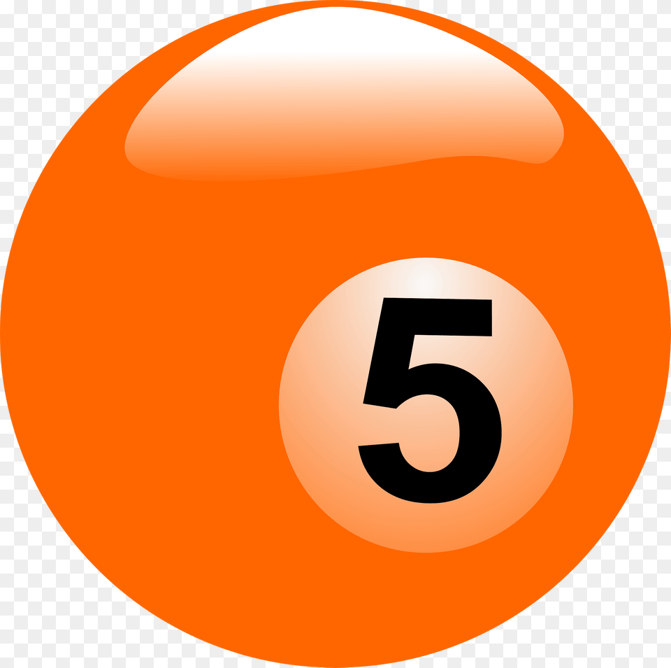 Orange Billiard Ball Clipart, Number, Symbol, Text, Disk Png