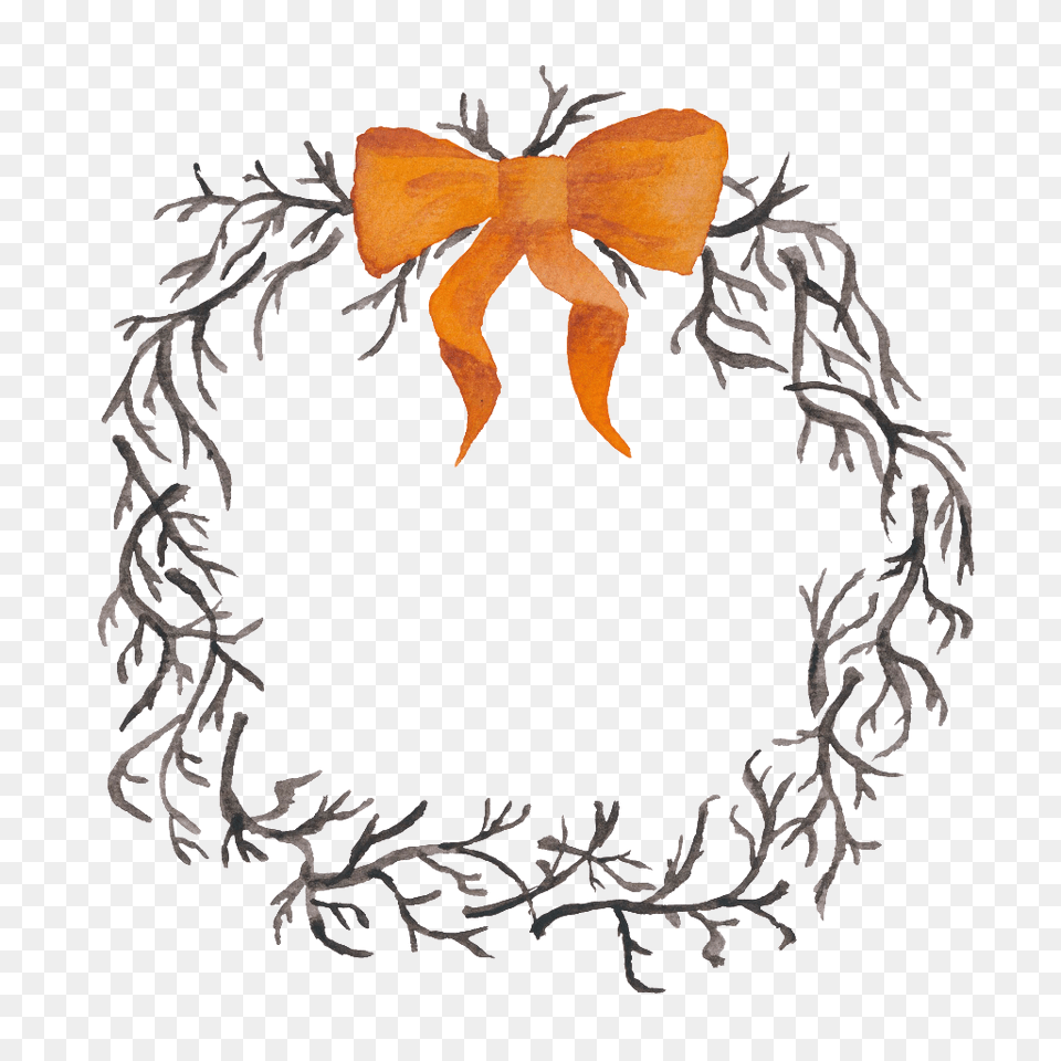 Orange Bow Flower Vine Circle Halloween Art, Floral Design, Graphics, Pattern Free Transparent Png