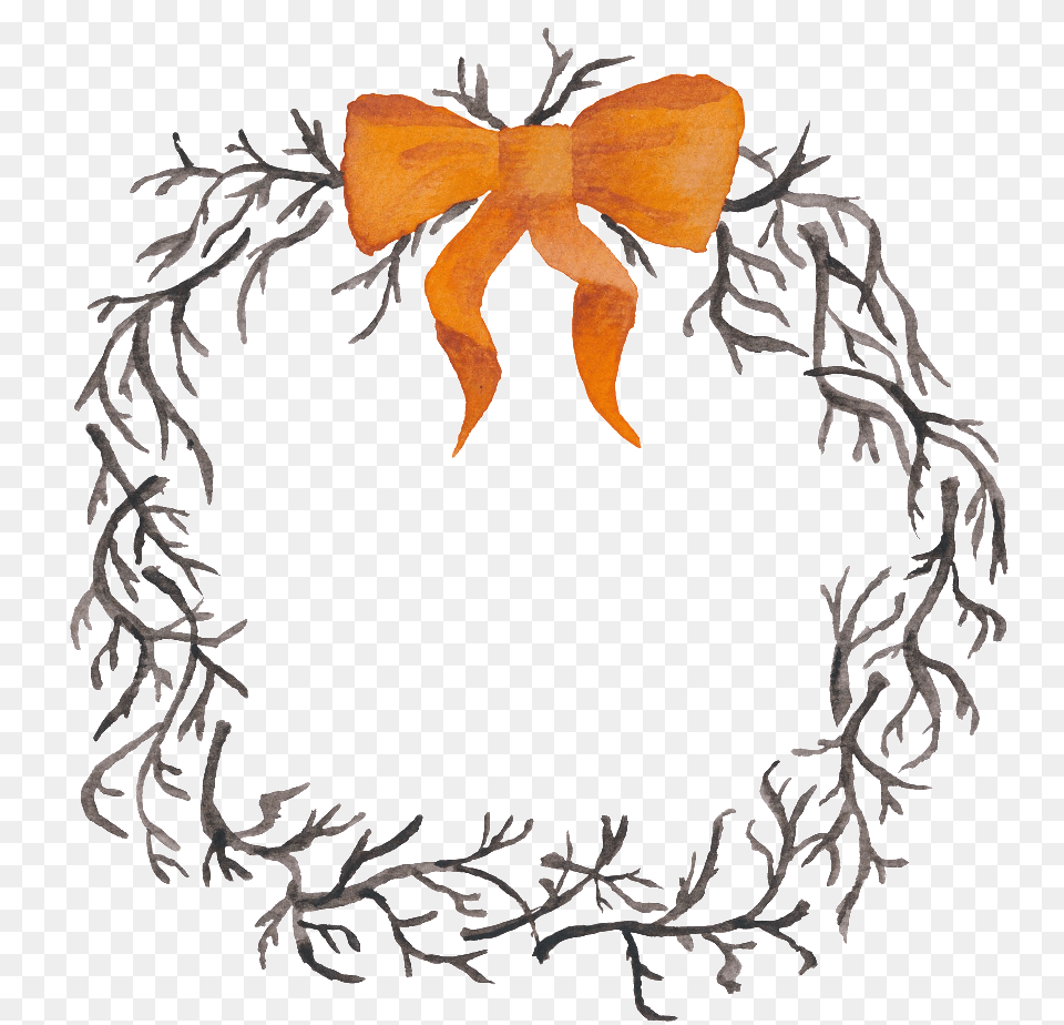 Orange Bow Tie Rattan Halloween Transparent Material, Chandelier, Lamp, Wreath, Accessories Png