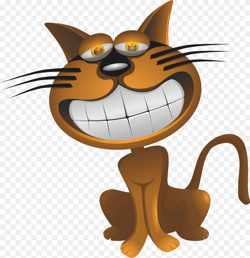 Orange Cat Grinning And Showing All Teeth Clipart, Cartoon, Animal, Mammal, Pet Free Transparent Png