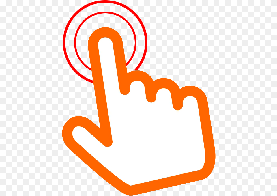 Orange Click Here Hand Transparent Click Icon, Clothing, Glove, Food, Ketchup Free Png