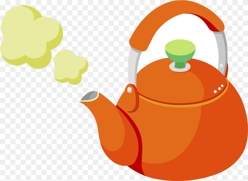 Orange Clipart Teapot Tea Kettle Boiling, Cookware, Pot, Pottery, Food Png