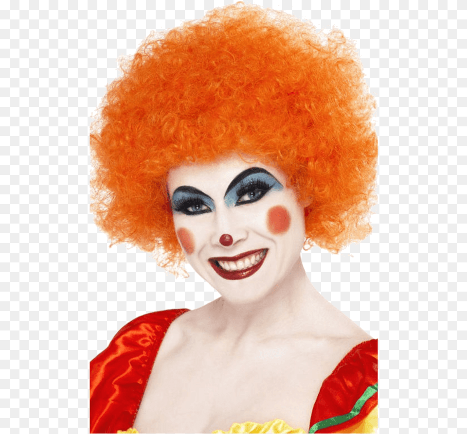 Orange Clown Wig Transparent Image Wig Orange Curly Clown, Adult, Person, Woman, Female Png