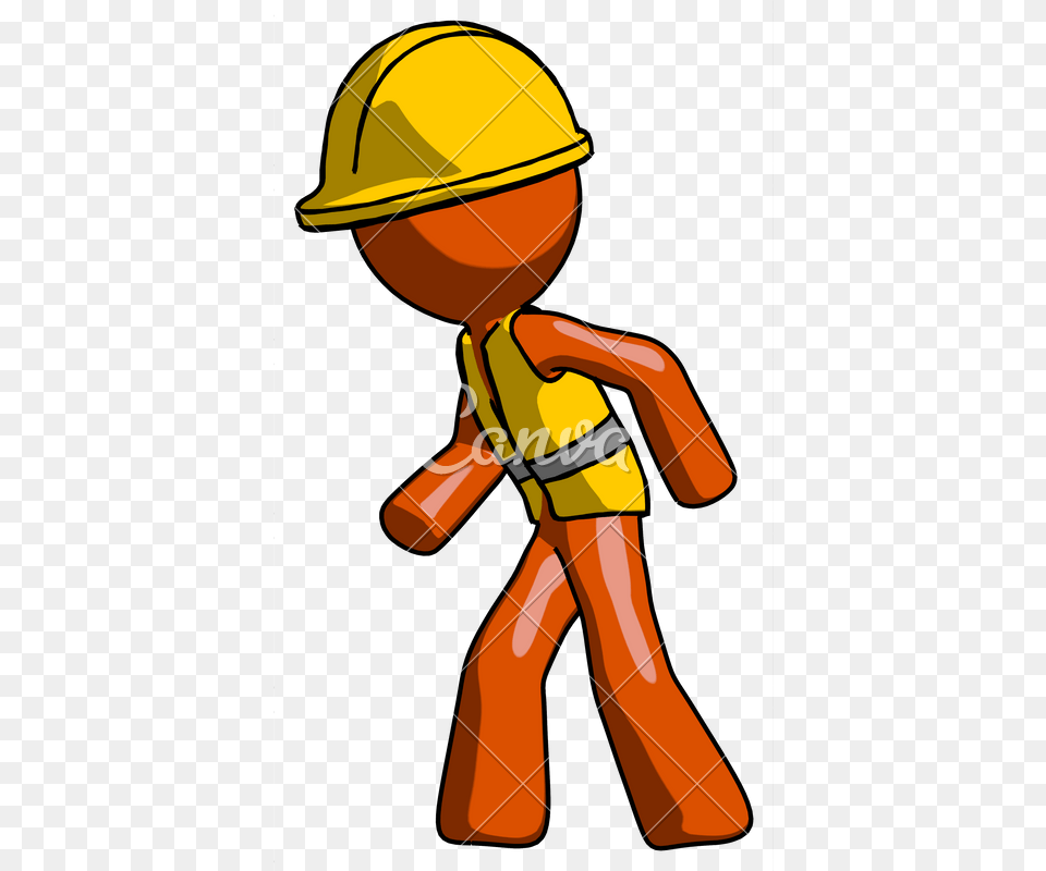 Orange Construction Worker Contractor, Clothing, Hardhat, Helmet, Person Free Png Download