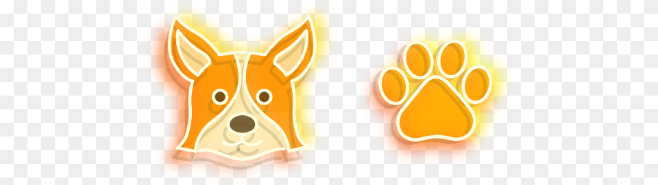 Orange Corgi Dog And Paw Neon Cursor U2013 Custom Browser Corgi Neon Sign, Food, Sweets, Accessories Png