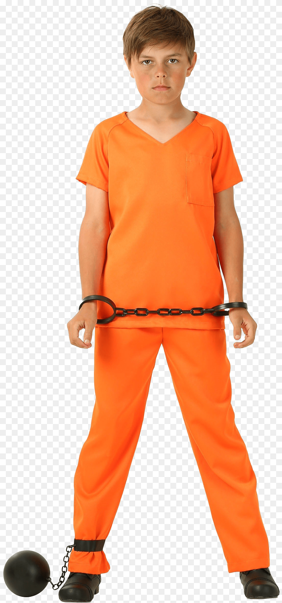 Orange Costume Prisoner Transparent Prisoner Transparent, Boy, Child, Male, Person Free Png