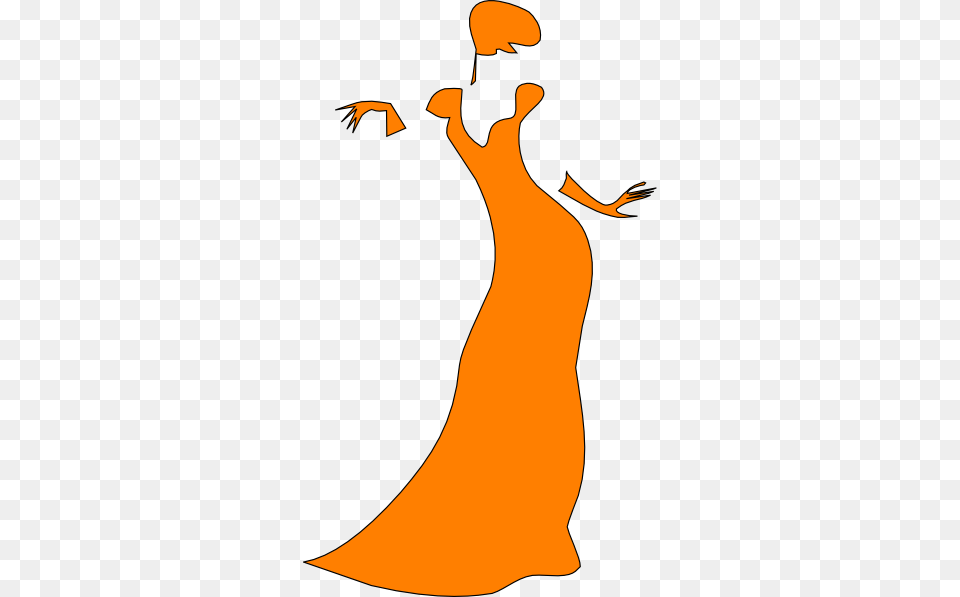 Orange Dancing Lady Clip Art, Clothing, Dress, Formal Wear, Fashion Png