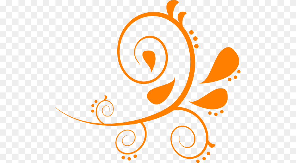 Orange Fancy Swirl Clip Art, Floral Design, Graphics, Pattern Free Png Download