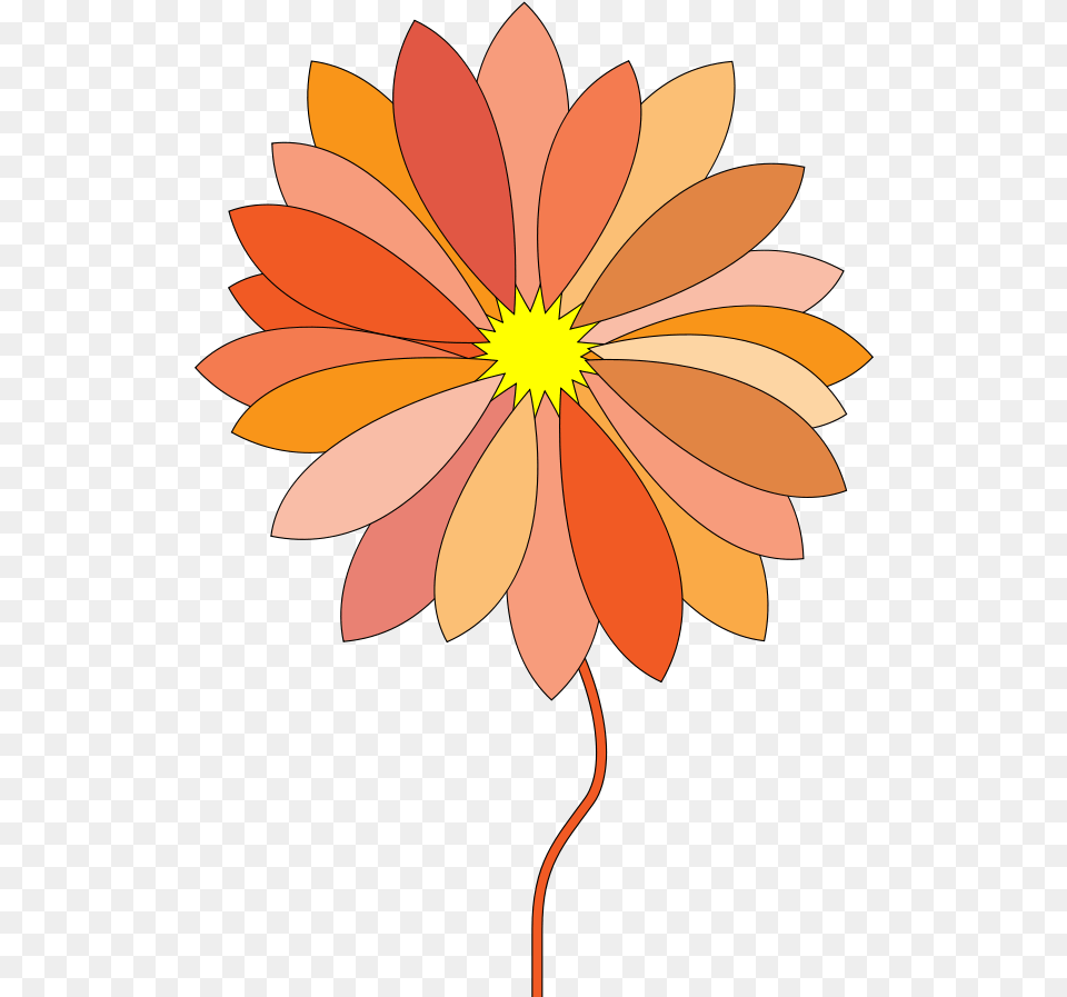 Orange Flower Clipart Cartoon Vector Cartoon Flower Vector, Dahlia, Daisy, Petal, Plant Png