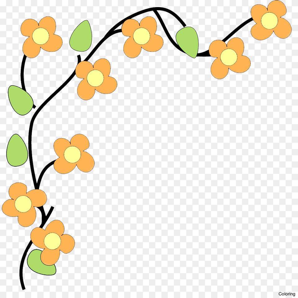 Orange Flower Clipart Corner, Art, Graphics, Pattern, Floral Design Free Png