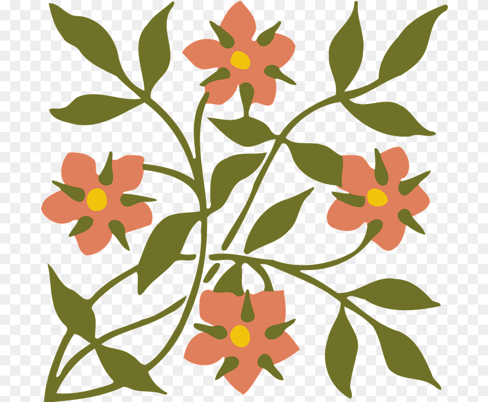 Orange Flower Design Clipart Transparent Clip Art, Floral Design, Graphics, Pattern, Plant Free Png Download