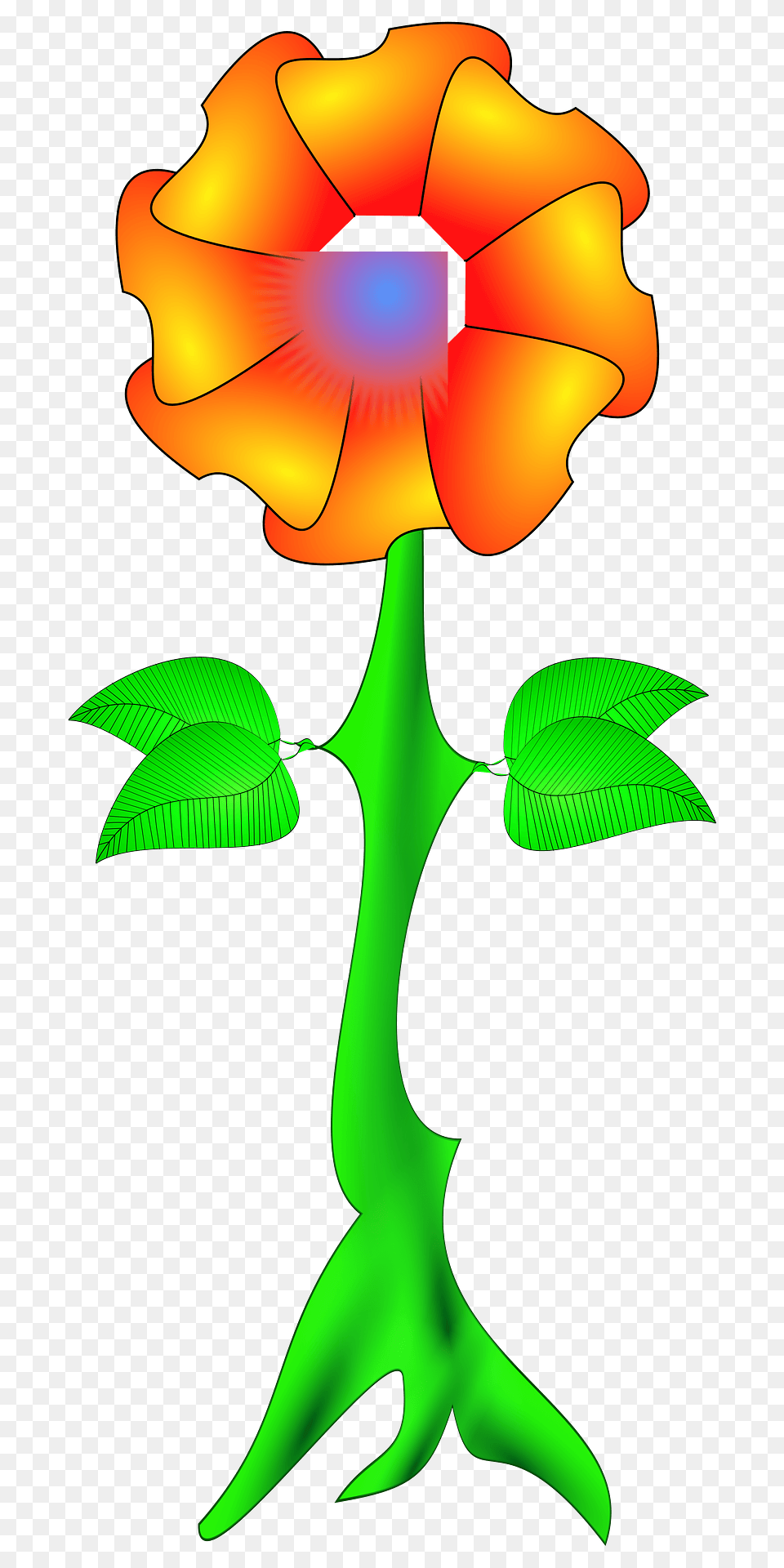 Orange Flower On The Stem Clipart, Petal, Plant, Art, Graphics Free Png