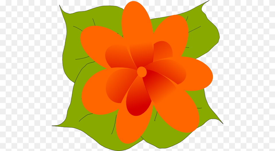 Orange Flower With Leaves Clip Art At Clker Flower And Leaves Clipart, Dahlia, Floral Design, Graphics, Leaf Free Png