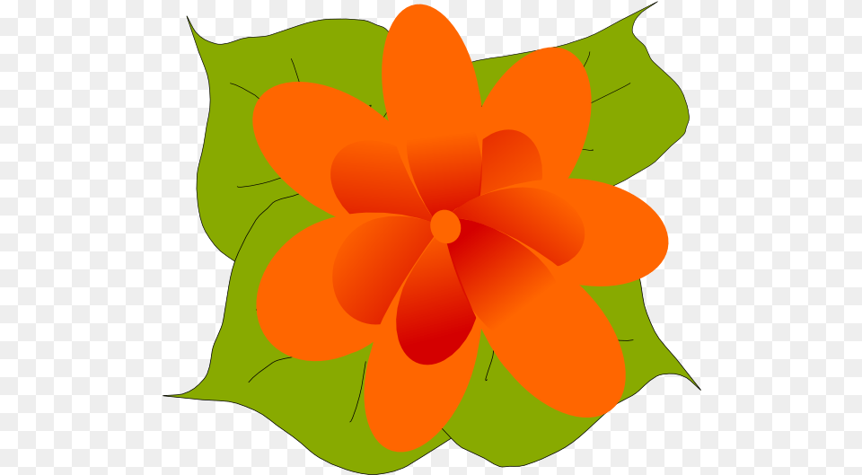 Orange Flower With Leaves Clip Art Vector, Petal, Pattern, Leaf, Graphics Png