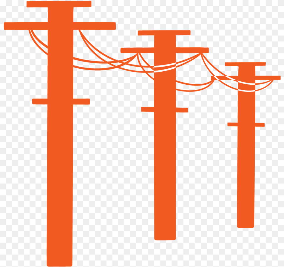 Orange Grid Power Lines, Utility Pole, Cross, Symbol Png
