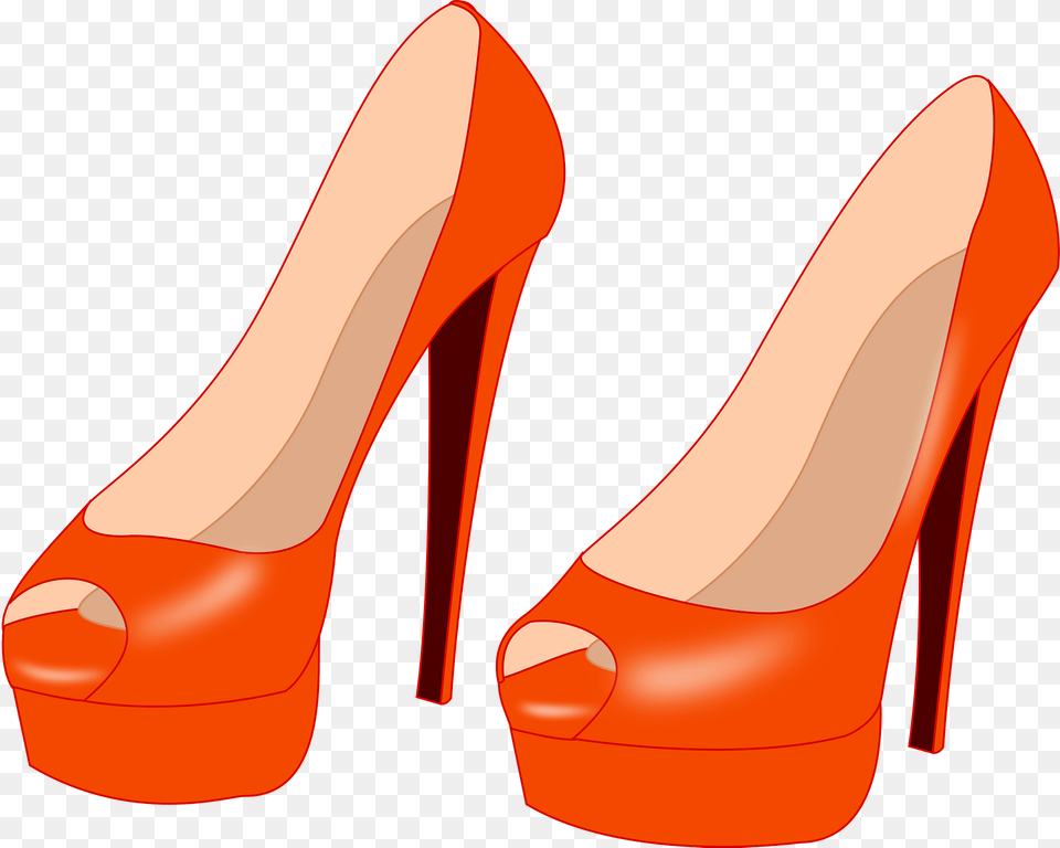 Orange High Heeled Shoes Clipart, Clothing, Footwear, High Heel, Shoe Free Png Download