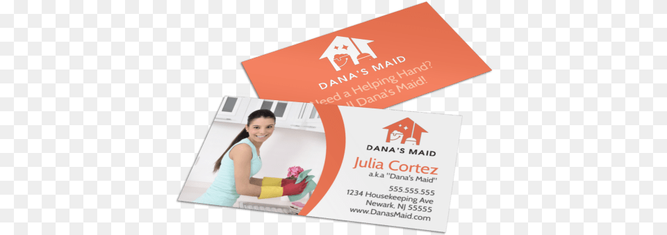 Orange House Cleaning Business Card Template Preview Flyer, Advertisement, Poster, Child, Female Free Png