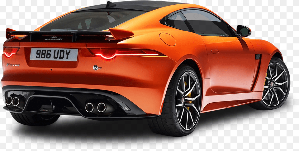 Orange Jaguar F Type Svr Coupe Back View Car Jaguar F Type Price South Africa, Wheel, Vehicle, Transportation, Machine Free Png Download