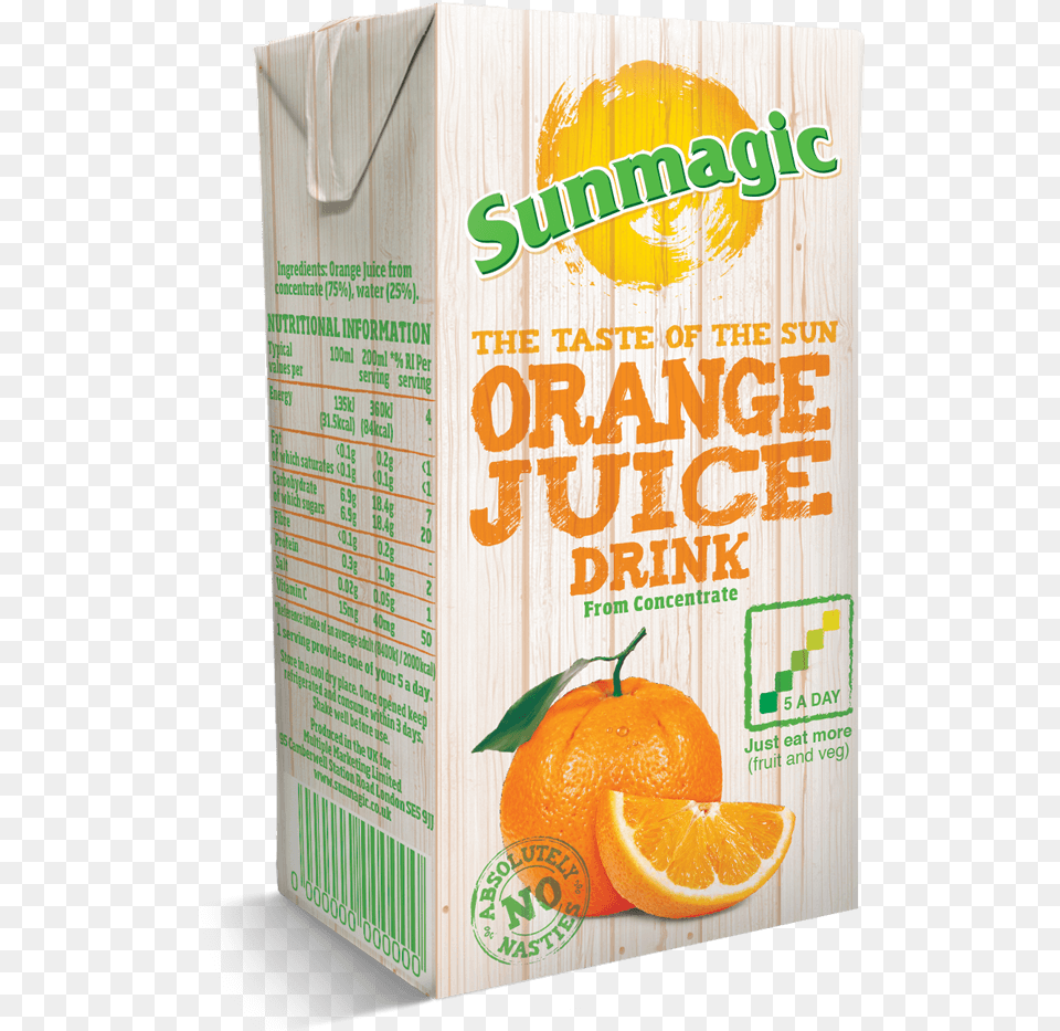 Orange Juice Sunmagic Orange Carton With Straw Sunmagic, Beverage, Citrus Fruit, Food, Fruit Png